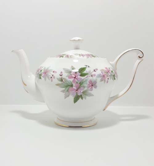 Vintage (1960s) Queen Anne Bone China (Shore and Coggins Ltd.) 6 Cup Tea Pot  Genevieve Pattern
