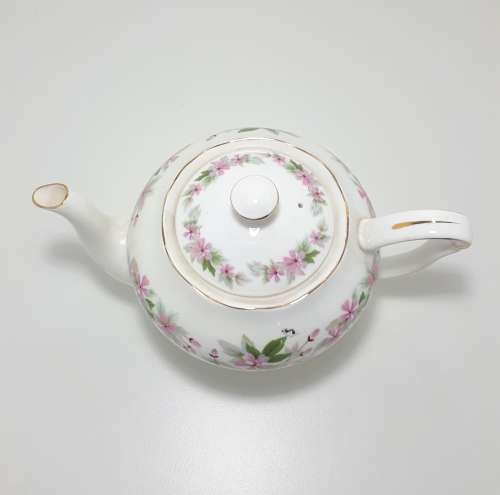 Vintage (1960s) Queen Anne Bone China (Shore and Coggins Ltd.) 6 Cup Tea Pot  Genevieve Pattern