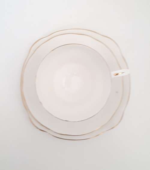 Vintage White and Gold Duchess Bone China Tea Trio  Cup, Saucer and Tea Plate