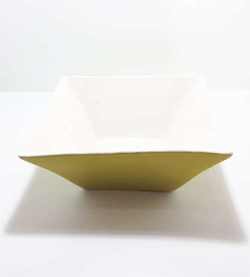 Large and Heavy Hand Decorated Under Glaze Ceramic Salad / Fruit Bowl  Pear Green
