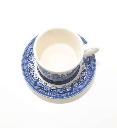 Vintage Blue & White Willow Coffee / Tea Duo  Cup & Saucer
