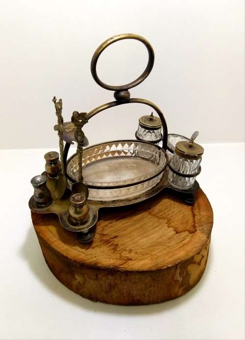 Antique Thomas White (c.1800s) Silver Plated And Footed Cruet Stand