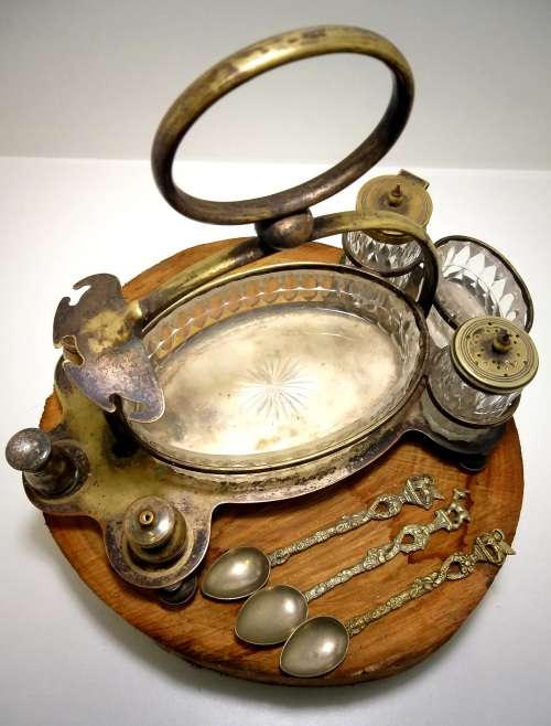 Antique Thomas White (c.1800s) Silver Plated And Footed Cruet Stand
