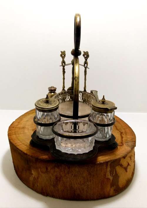 Antique Thomas White (c.1800s) Silver Plated And Footed Cruet Stand