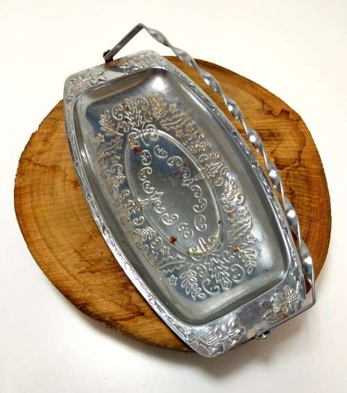 Vintage Silver Plated Display / Presentation Dish With Twist Swing Handle