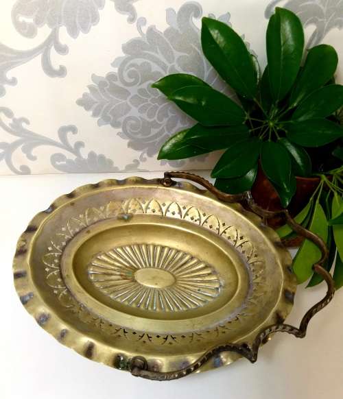 Vintage Silver Plated Pedestal Display Basket With Swing Handle