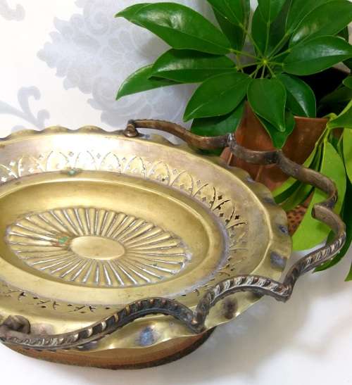 Vintage Silver Plated Pedestal Display Basket With Swing Handle