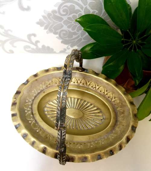 Vintage Silver Plated Pedestal Display Basket With Swing Handle