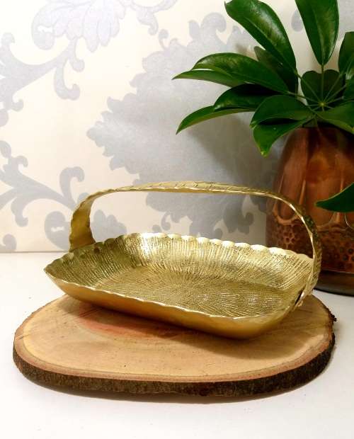 Brushed Gold Coloured Snack Tray With Handle