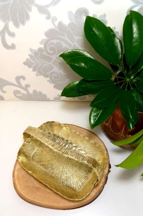 Brushed Gold Coloured Snack Tray With Handle