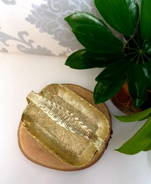 Brushed Gold Coloured Snack Tray With Handle