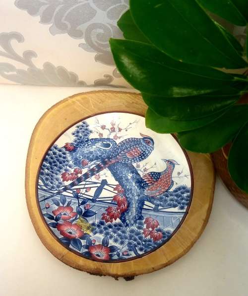 Collectable Vintage Japanese Imari Style Display Plate  Pair Of Birds