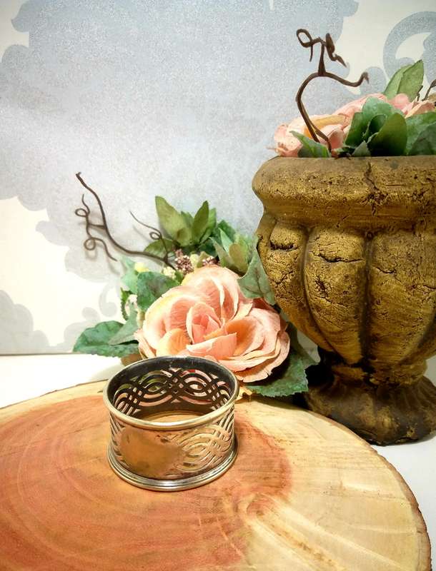 Vintage Pierced Metal Silver Plated Napkin Ring