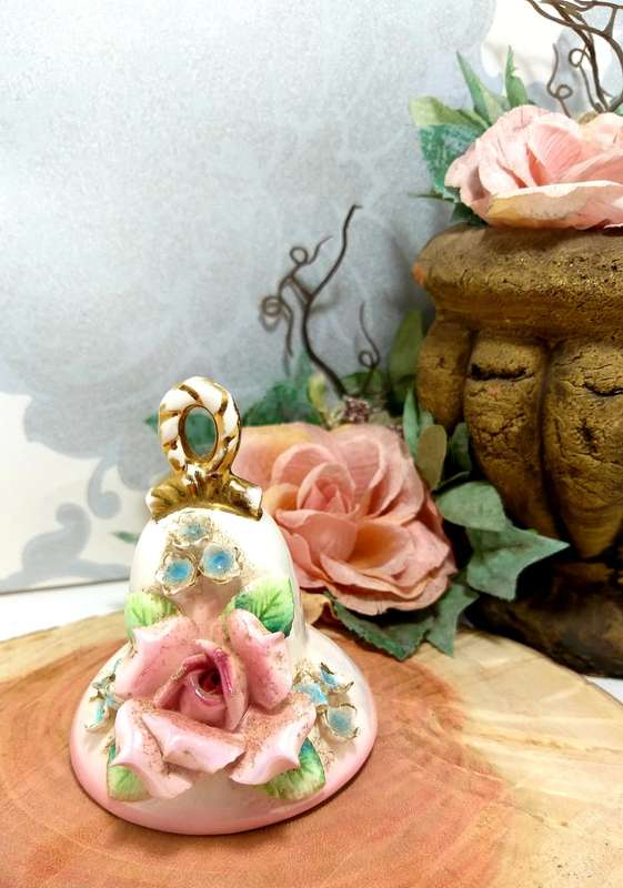 Vintage & Collectable Porcelain Table Bell With Rose Detail