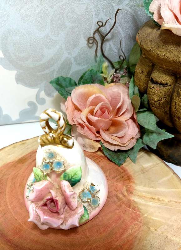 Vintage & Collectable Porcelain Table Bell With Rose Detail