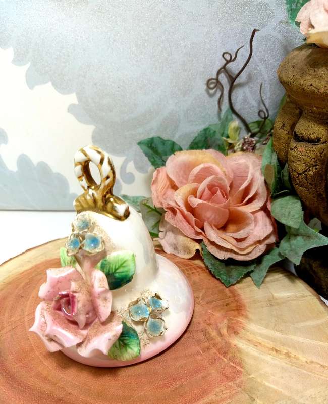 Vintage & Collectable Porcelain Table Bell With Rose Detail