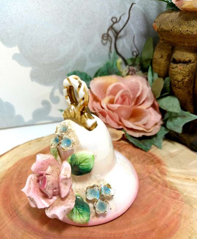 Vintage & Collectable Porcelain Table Bell With Rose Detail