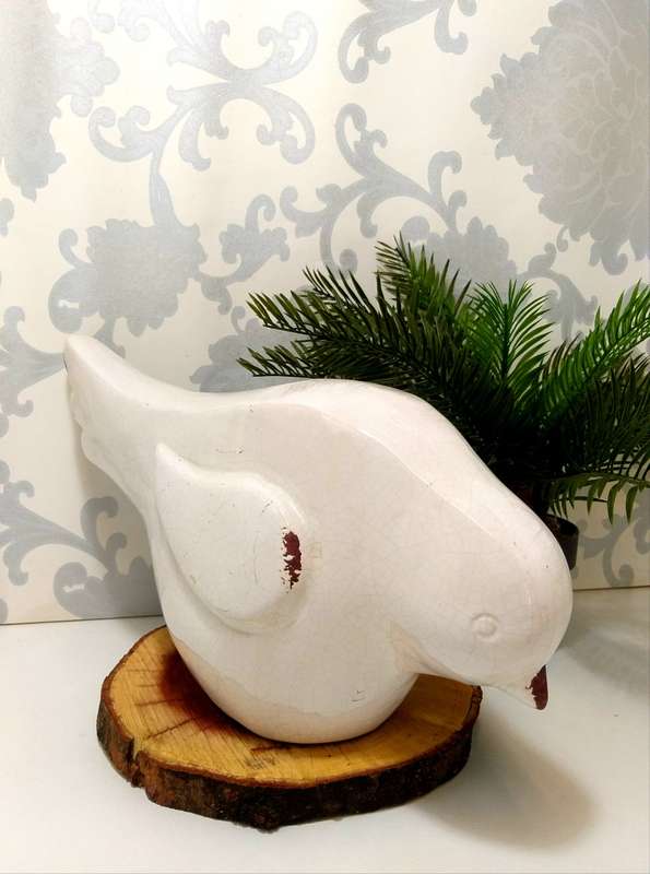 Extra Large Ceramic Dove Figurine/Ornament  With Crackled Glaze