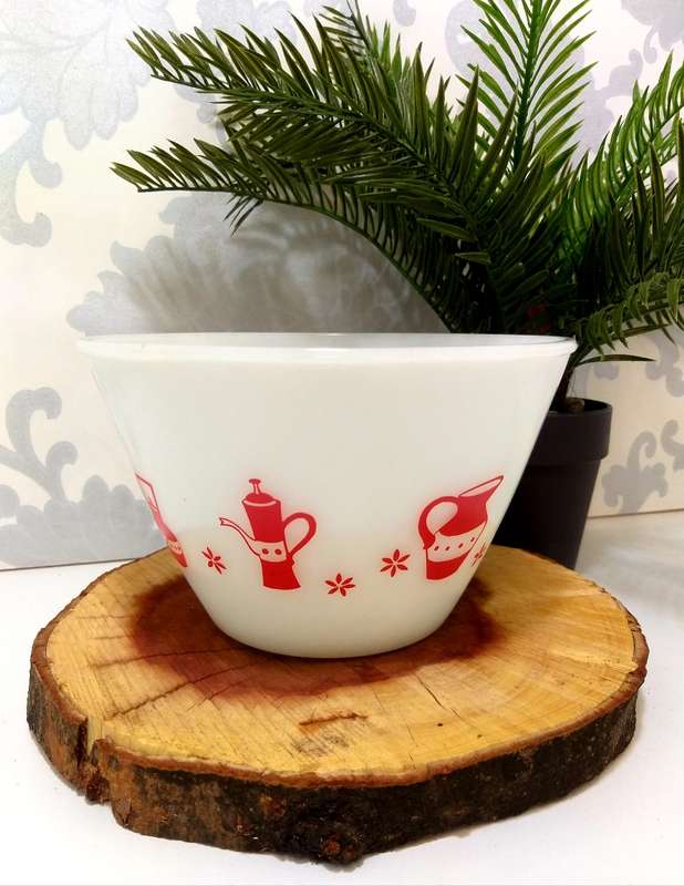 Mid-Century Milk Glass Mixing Bowl