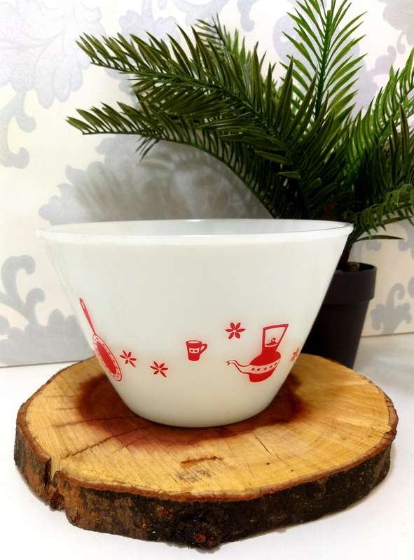 Mid-Century Milk Glass Mixing Bowl