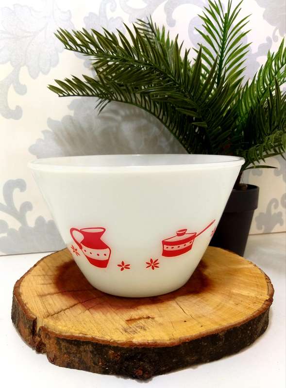 Mid-Century Milk Glass Mixing Bowl