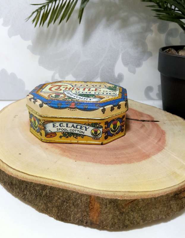 Collectable E.G. Lacey Company Dressmakers Tin With Some Content (Though Not Original)