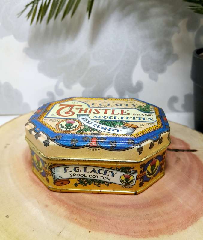Collectable E.G. Lacey Company Dressmakers Tin With Some Content (Though Not Original)