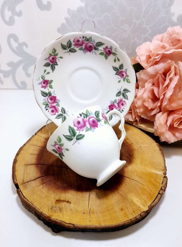 Vintage Fine Bone China Queen Anne Tea Duo  Cup & Saucer  Pattern 8343