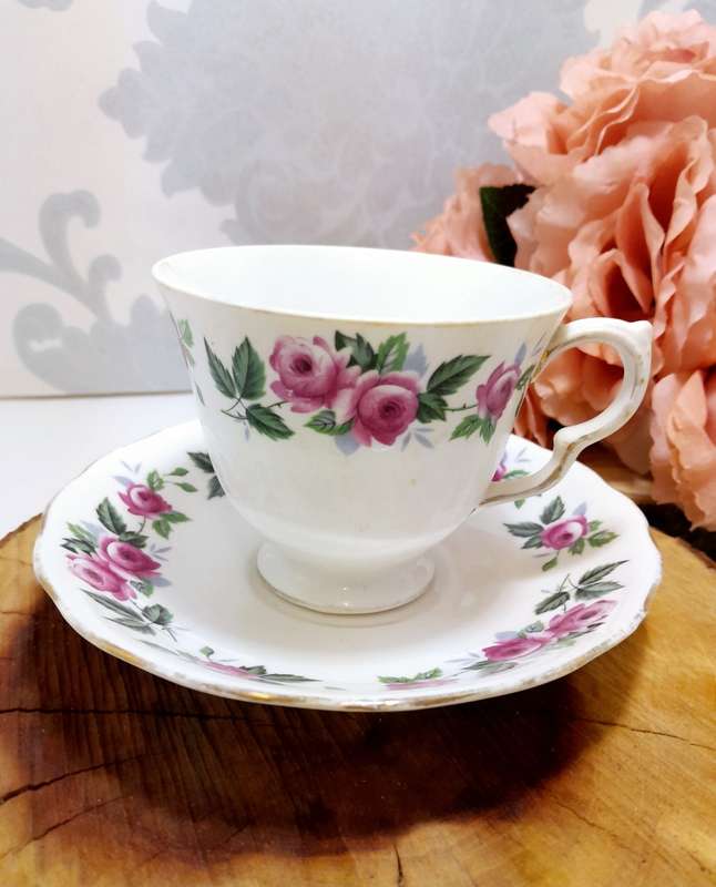 Vintage Fine Bone China Queen Anne Tea Duo  Cup & Saucer  Pattern 8343