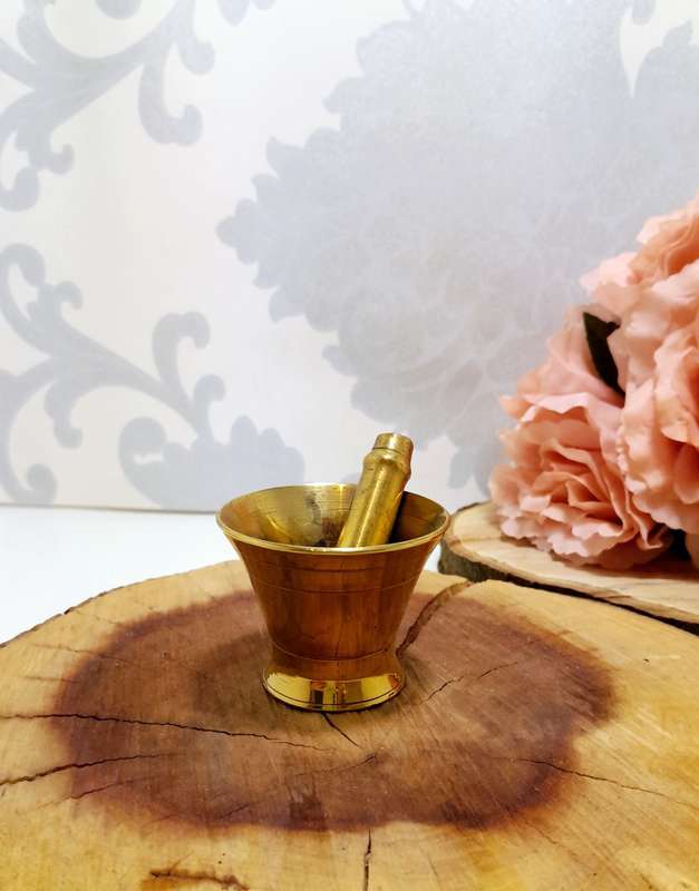 Cute Little Vintage Solid Brass Mortar & Pestle