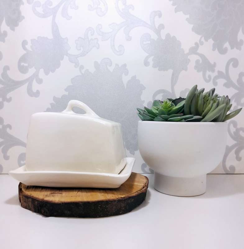 Simple Yet Elegant Off White Handmade & Glazed Pottery Cheese Dish