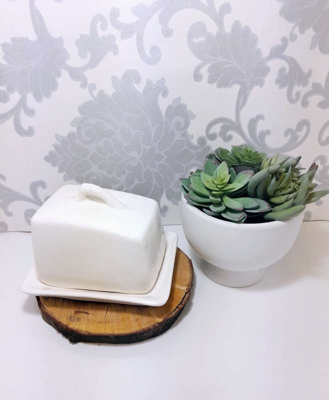 Simple Yet Elegant Off White Handmade & Glazed Pottery Cheese Dish
