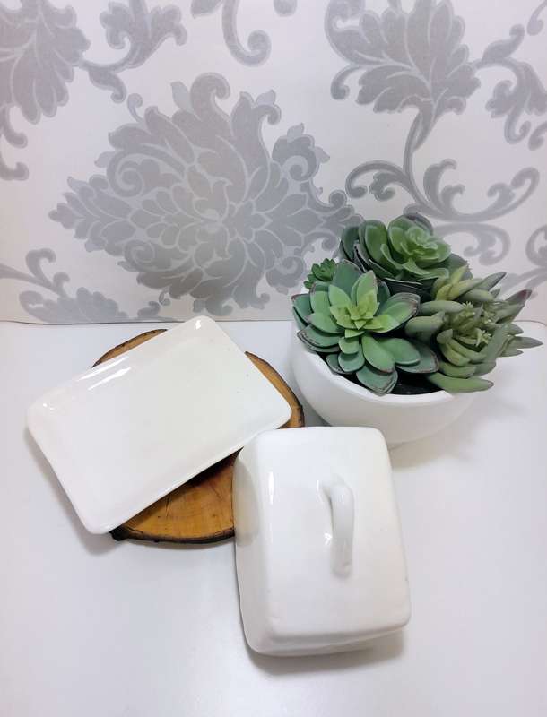 Simple Yet Elegant Off White Handmade & Glazed Pottery Cheese Dish