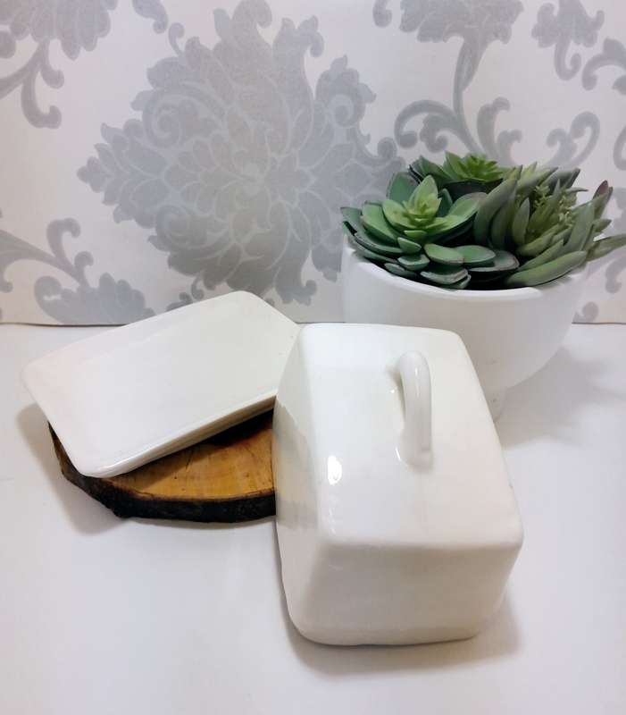 Simple Yet Elegant Off White Handmade & Glazed Pottery Cheese Dish