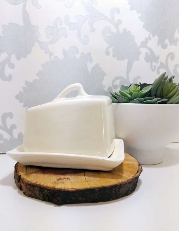 Simple Yet Elegant Off White Handmade & Glazed Pottery Cheese Dish
