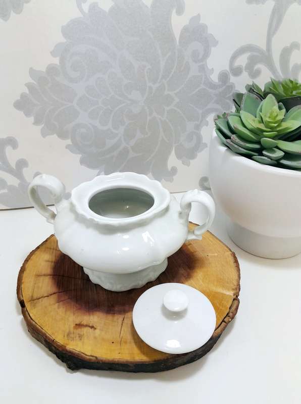 Pioneer Porcelain Vintage Double Handle Lidded Sugar Bowl  Yellow Rose