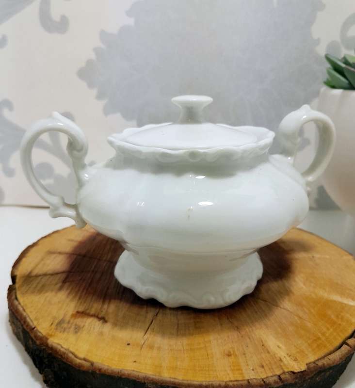 Pioneer Porcelain Vintage Double Handle Lidded Sugar Bowl  Yellow Rose