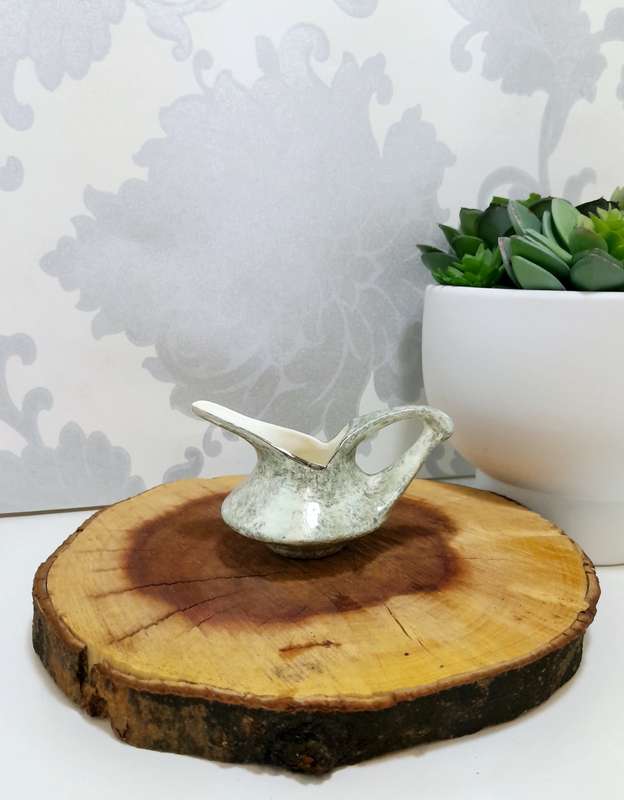 Mottled Green Uniquely Shaped Small Porcelain Creamer / Milk Jug
