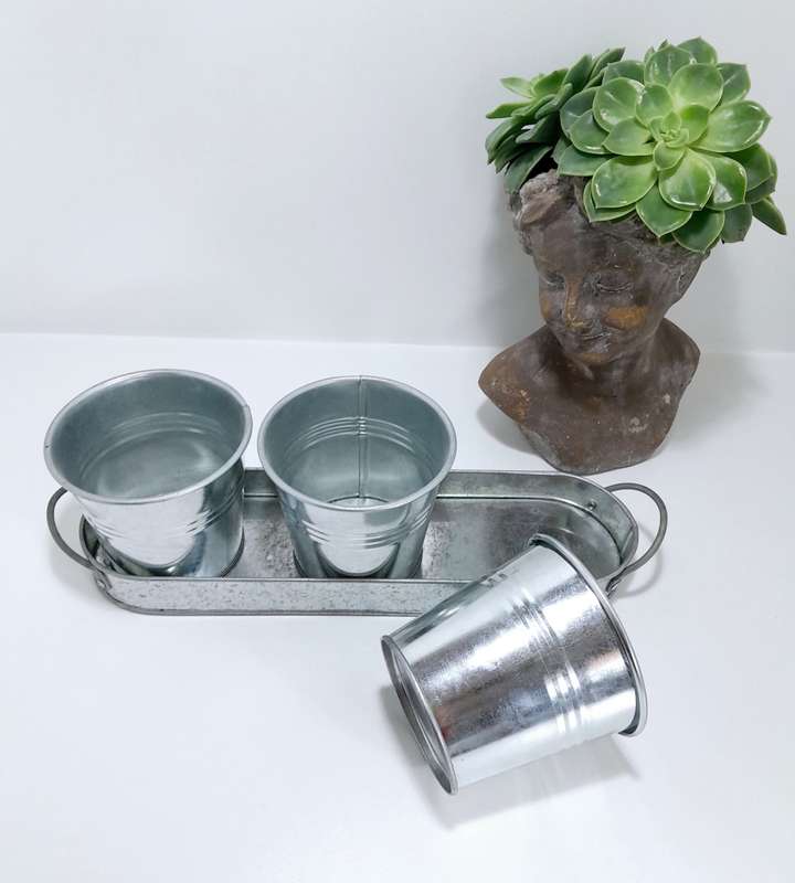 Kitchen Window Triple Aluminium Herb Planter Set On Tray