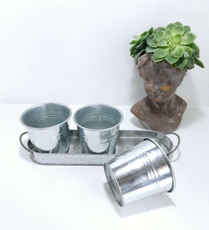 Kitchen Window Triple Aluminium Herb Planter Set On Tray