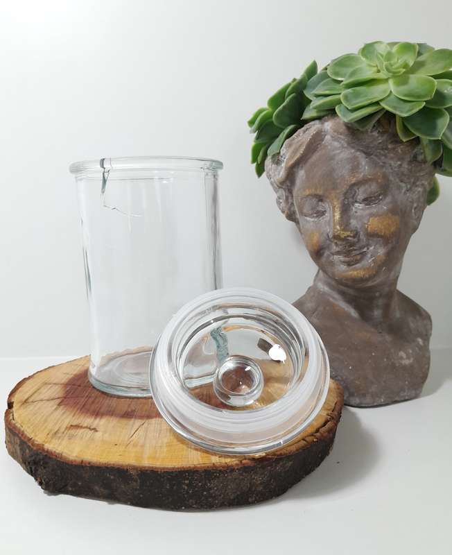 Clear Glass Storage Jar With Tight Fitting Lid & Knob Finial
