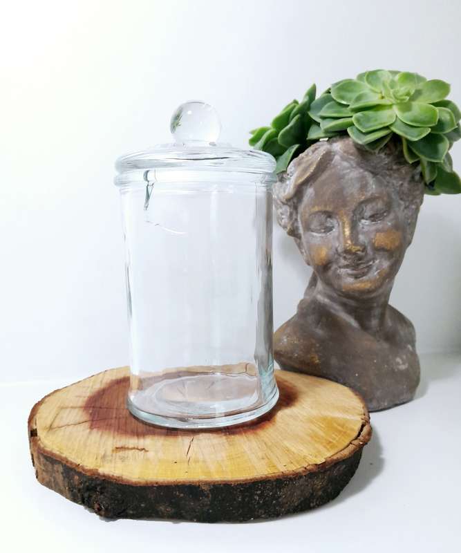 Clear Glass Storage Jar With Tight Fitting Lid & Knob Finial