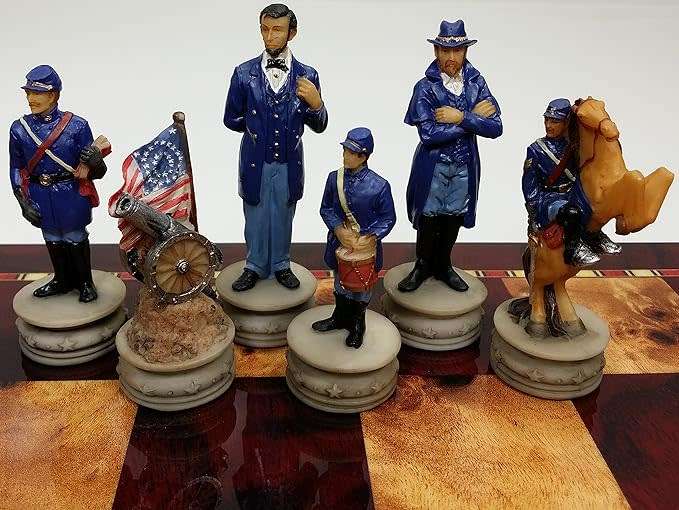 US Generals Civil War Set of Chess Men Pieces Hand Painted