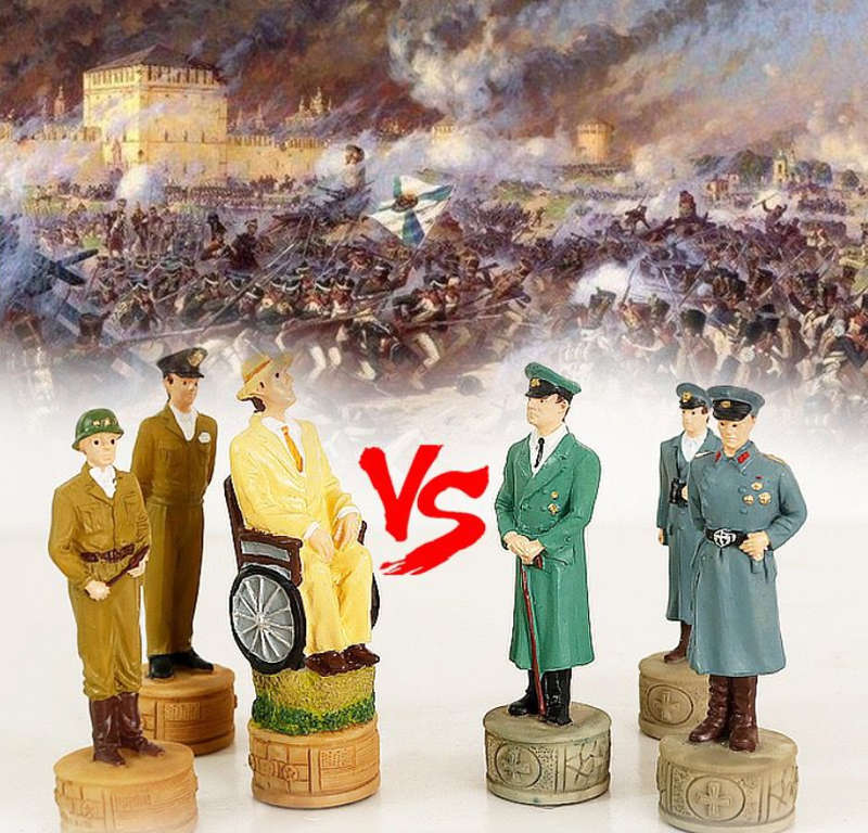 World War 2 USA vs Germany Set of Chess Men Pieces Hand Painted