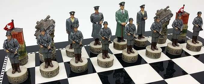 World War 2 USA vs Germany Set of Chess Men Pieces Hand Painted