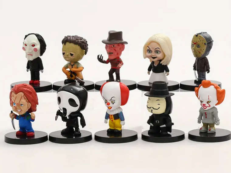 10pcs Horror Movie Character Models Figures Thriller Dolls Toys Halloween Gift