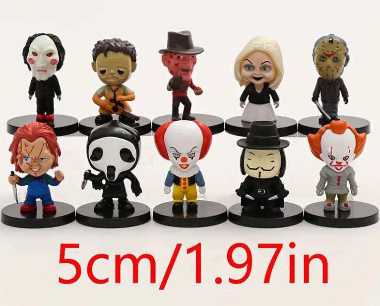 10pcs Horror Movie Character Models Figures Thriller Dolls Toys Halloween Gift