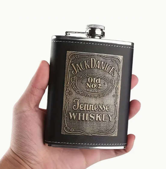 Faux Leather Flask, Stainless Steel Square Flask