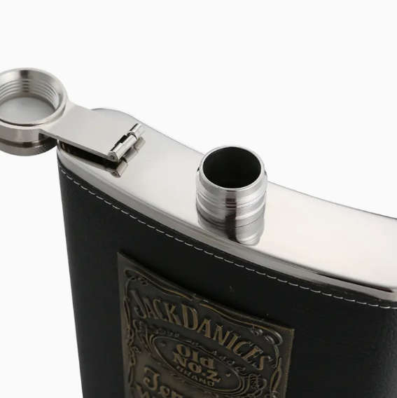 Faux Leather Flask, Stainless Steel Square Flask
