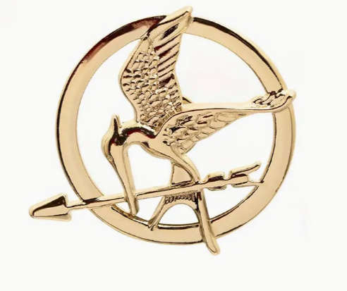 Elegant Mockingbird Logo Brooch - Golden